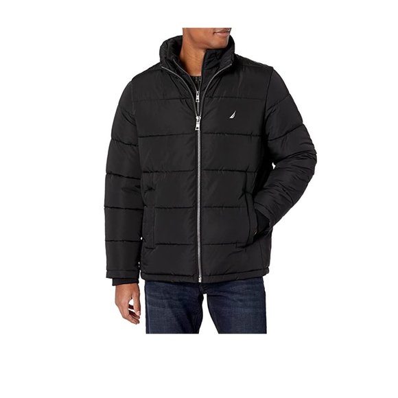 NWT Nautica Men's Puffer Jacket w/Bib Insert Wind Water Resistant Size M 4B249